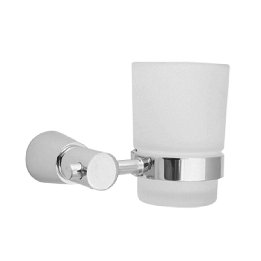 Round chrome toothbrush and tumbler holder