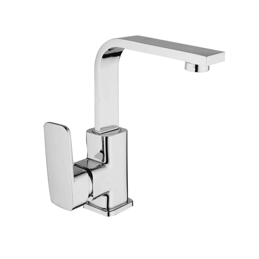 Modern chrome goosesneck basin mixer