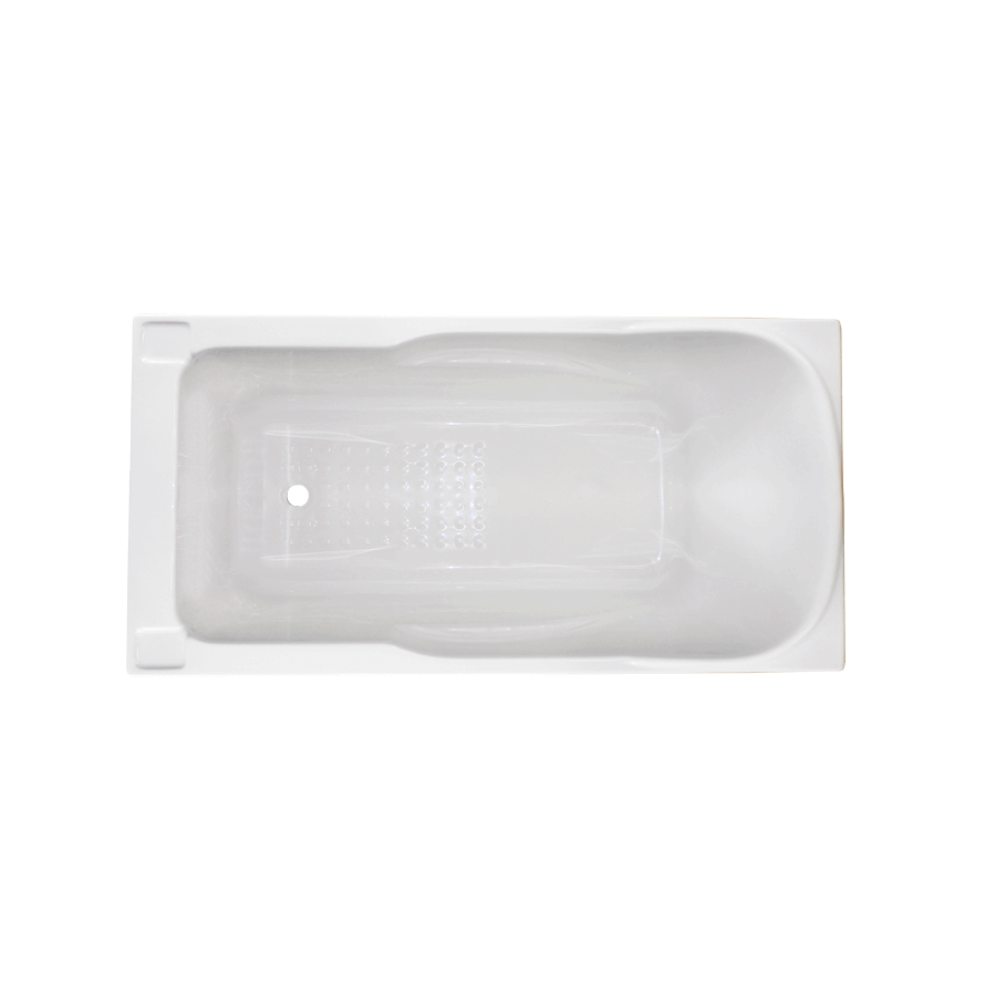 Square rounded white inset 1380mm bath with arm rests