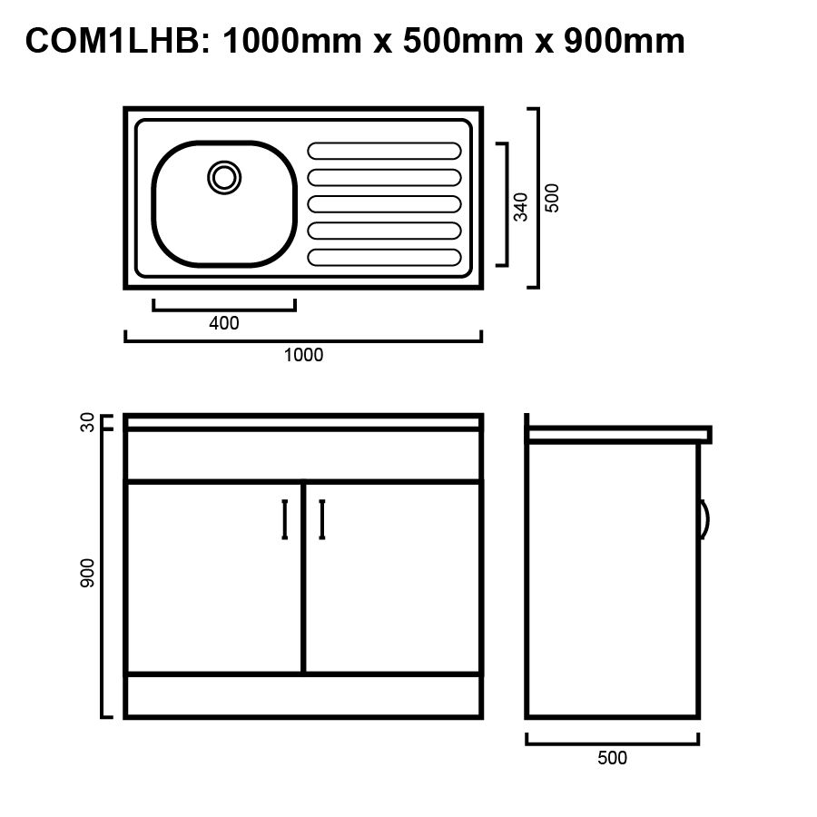 COM1 LAUNDRY TROUGH AND CABINET - RHB The Sink Warehouse