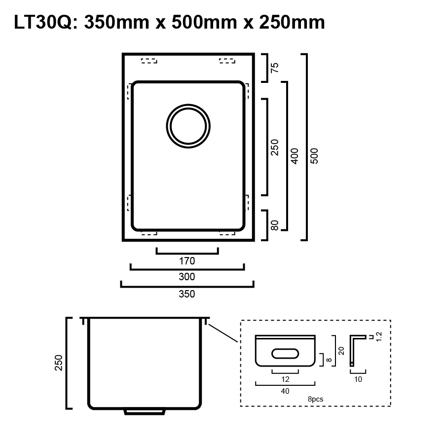Inset Quadro 30L Laundry Trough The Sink Warehouse Bathroom
