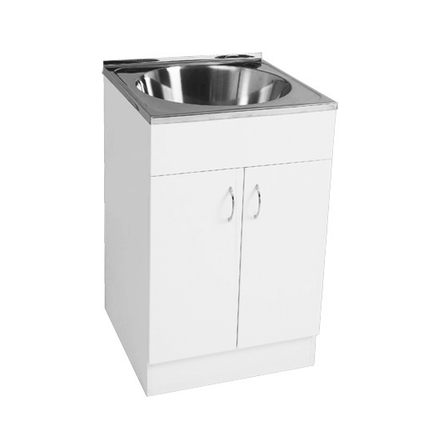 Stainless steel 45 litre trough with white double door cabiner