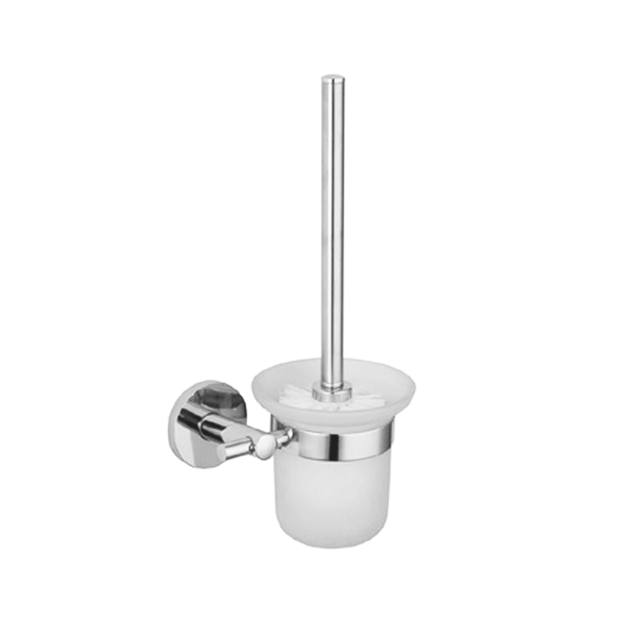 Round stainless steel wall toilet brush and glass holder