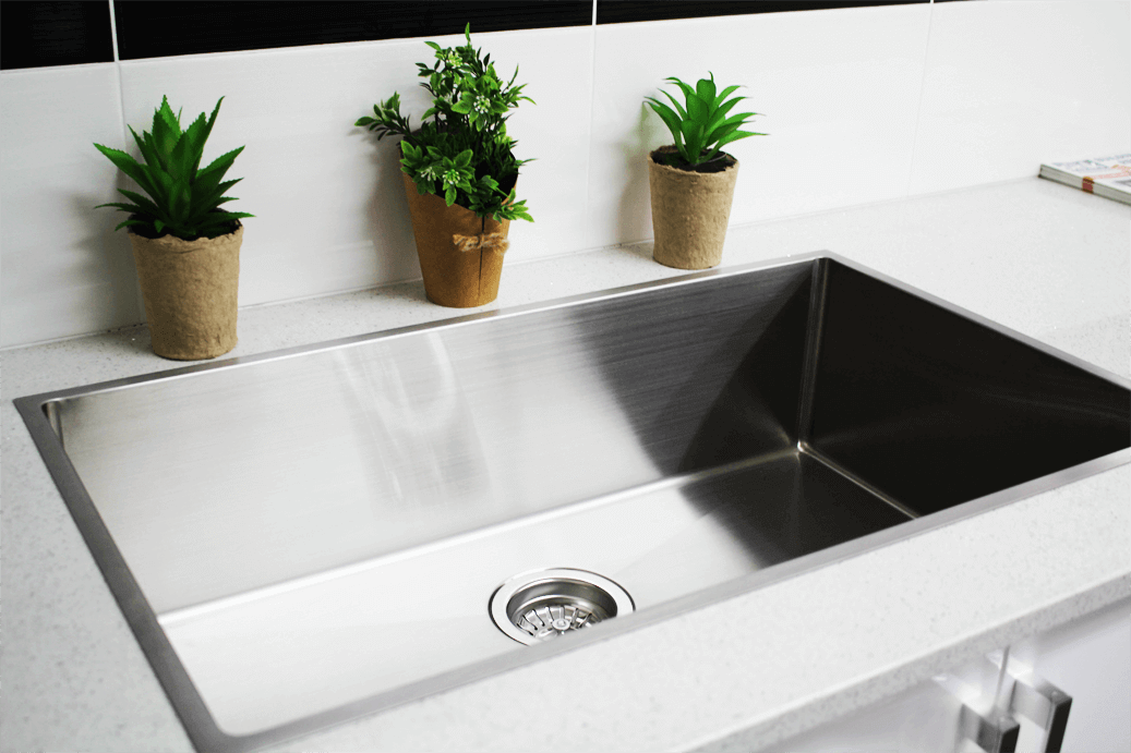Country style kitchen with modern square sink