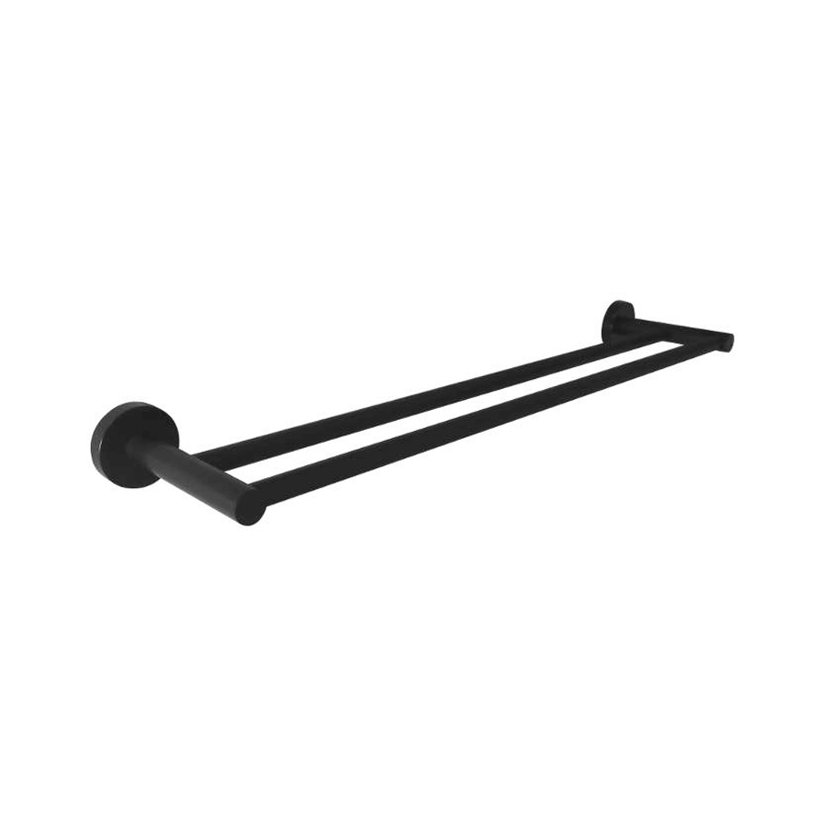 bathroom accessory product black double towel rail